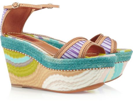 Missoni Leather and Crochet-Knit Platform Sandals