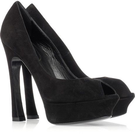 YSL Palais Suede Peep Toe Pumps