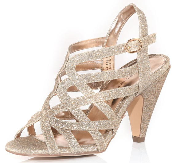 Dorothy Perkins Nude Glitter Open Sandal