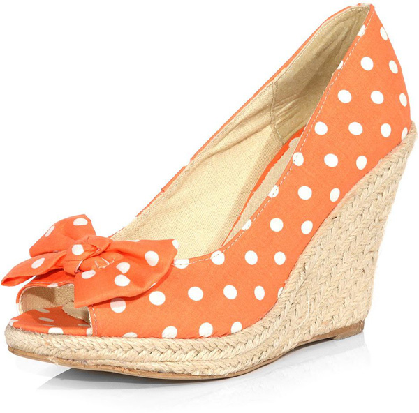 Coral Polka Dot Wedges