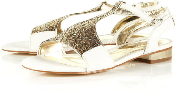 Hidden White Glitter Sandals