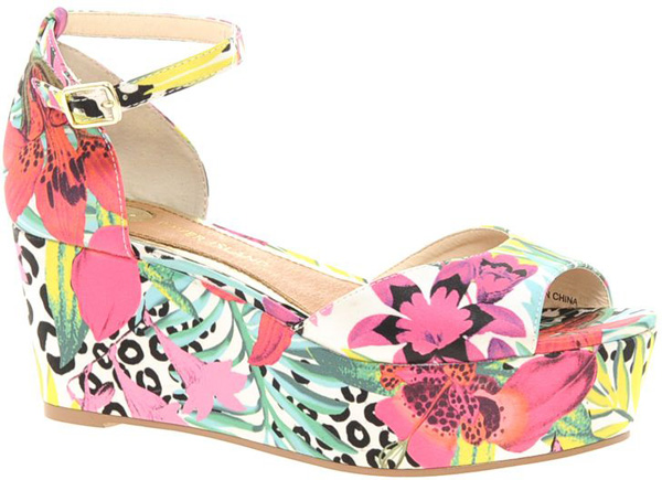 River Island Tropical Print Wedges