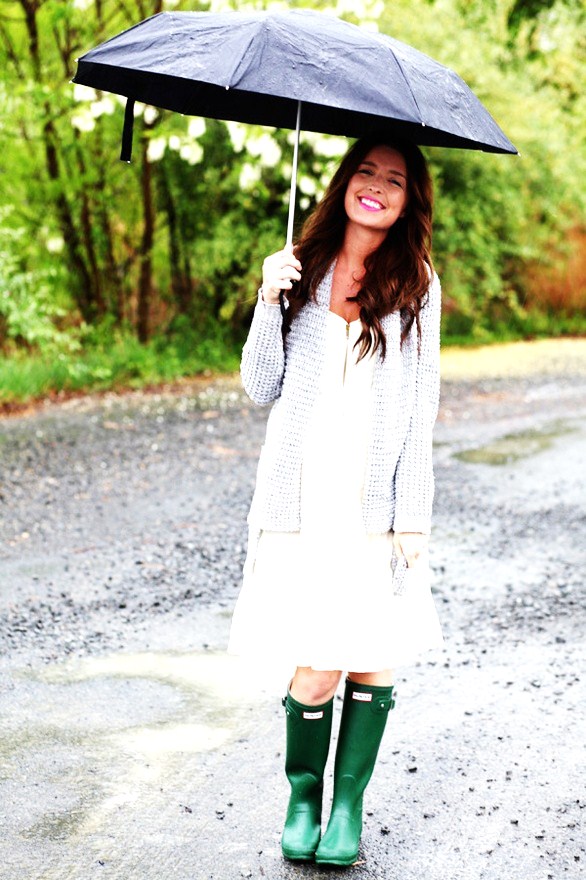 dress with rain boots