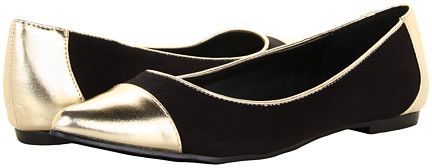 Black and Gold Cap Toe Flats