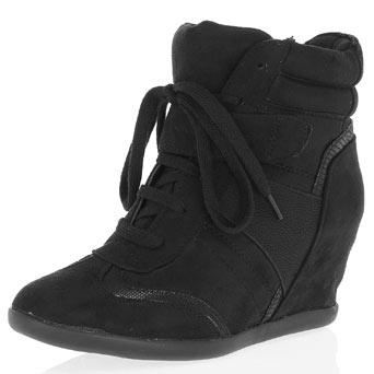 hot topic open toed black wedge sneakers