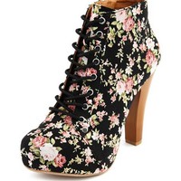 Lace-up Platform Heel Bootie