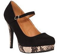 Black Mary Jane Python System Heel (Wide Width)