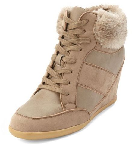 Fur- Trimmed Sneaker Wedges