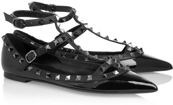 Studded T-Bar Flat Shoes