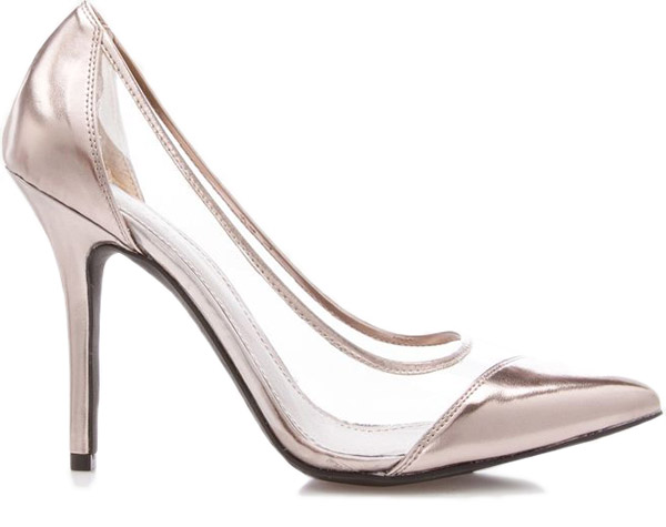 Clear Metallic Pumps