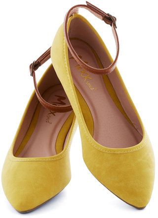 yellow flats with ankle strap