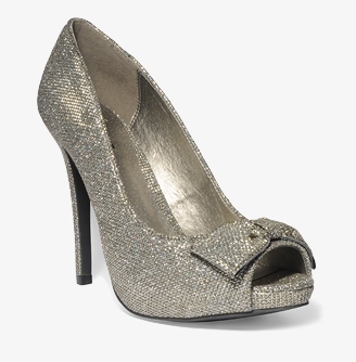 Silver Peep Toe Pumps