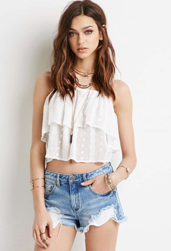 Forever 21 Destroyed Denim Cutoffs