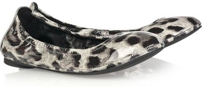 Tory Burch Eddie Animal-Print Patent-Leather Ballerina Flats