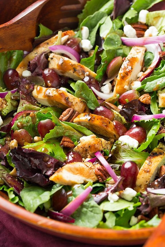 Grilled Chicken and Grape Spring Salad with Goat Cheese