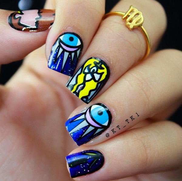 nail, finger, blue, hand, manicure,