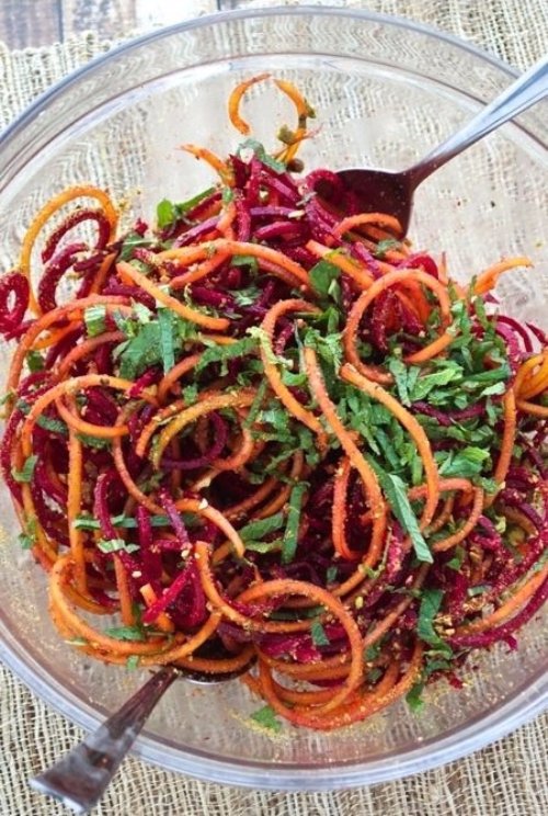 Fresh Beet Noodles with a Simple Orange Vinaigrette