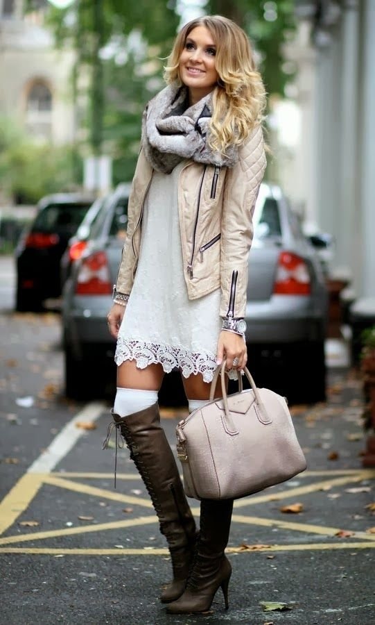 White knee shop high socks outfit