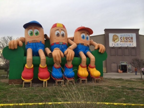 Giant Couch Complete with Couch Potatoes in Austin, Texas