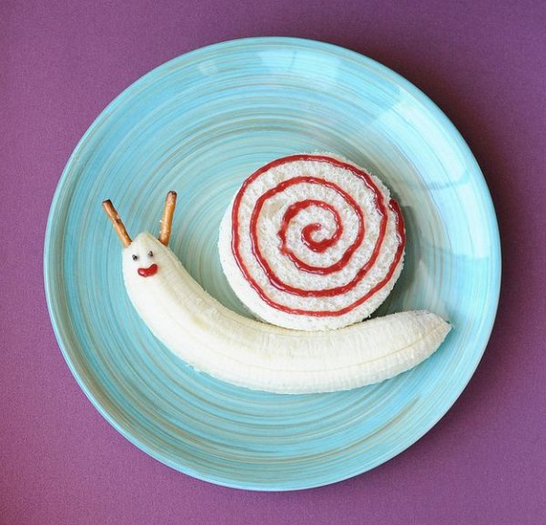 Banana Peanut Butter Sandwich Snail