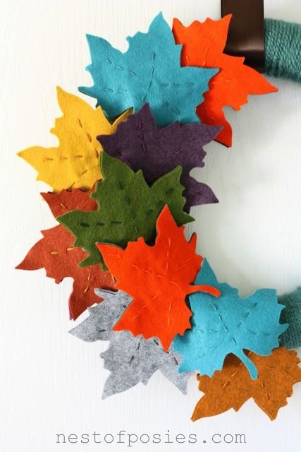 Fall Felt Leaf Wreath