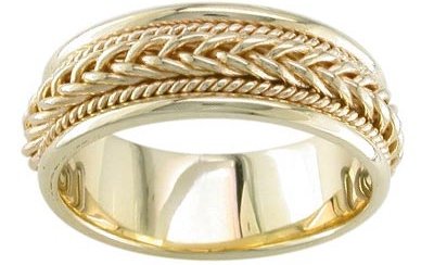 14K White Gold 7.6mm Braided Wedding Band Ring