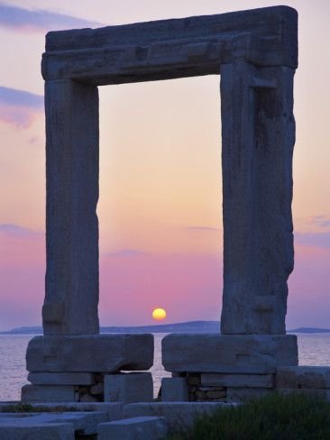 Portara,sky,blue,landmark,reflection,