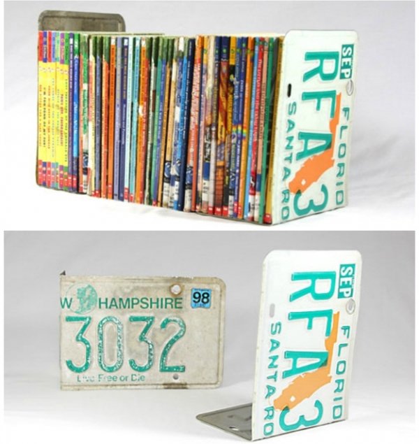 License Plate Bookends