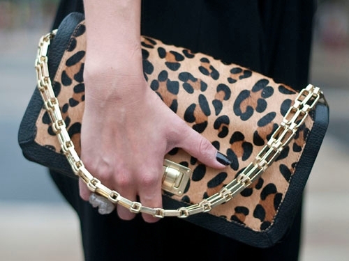 animal print shoes and bag