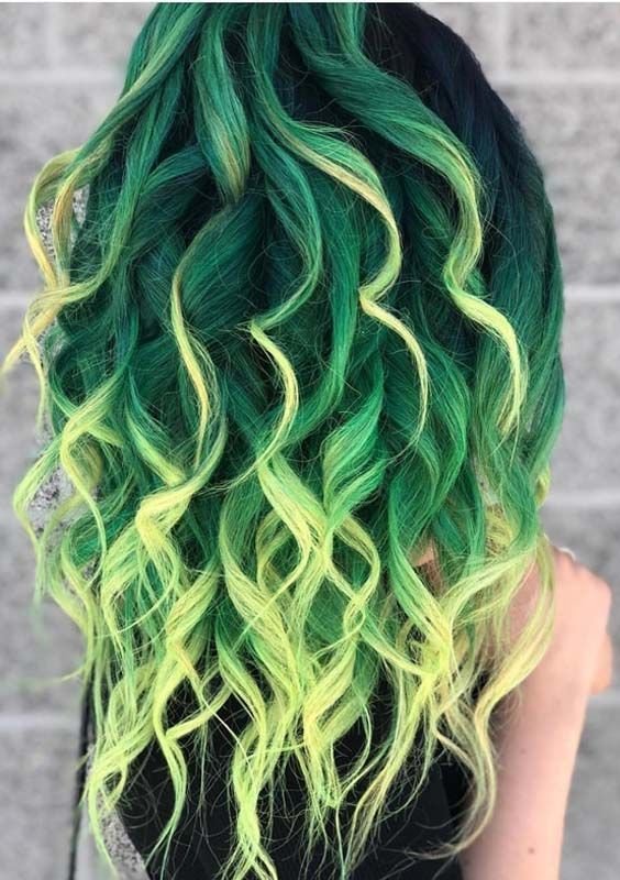 Hair, Green, Hairstyle, Hair coloring, Long hair,