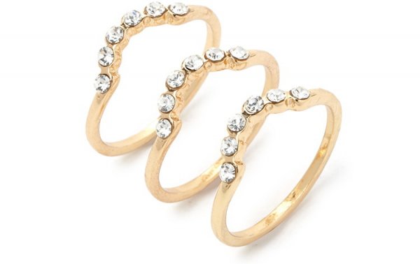 Gold Rhinestone Ring Set