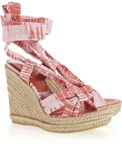 Theodora and Callum Sash Printed Linen Espadrille Sandals