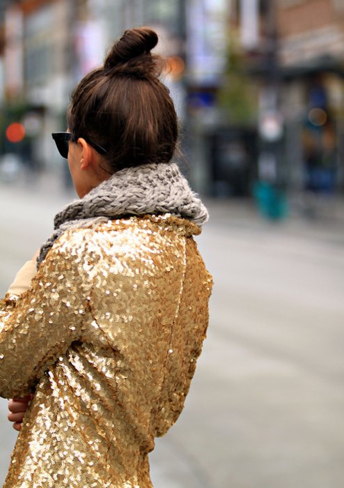 Sequins and a Chunky Scarf