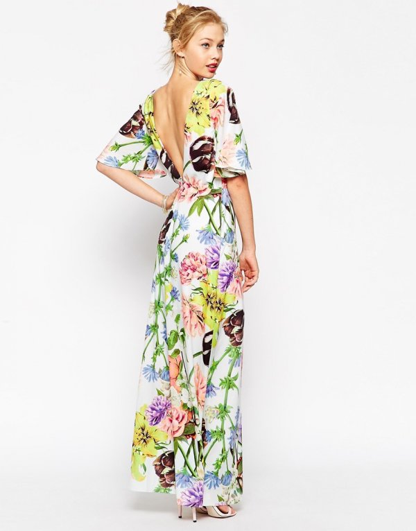 ASOS Maxi Dress with Double Layer in Bloom Print