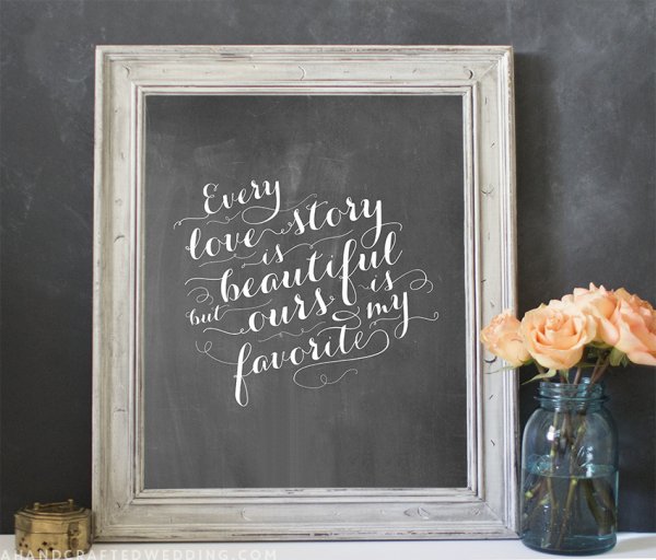 Chalkboard Love Story Message