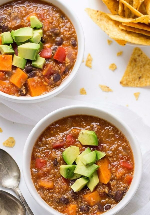 Sweet Potato & Black Bean Quinoa Chili