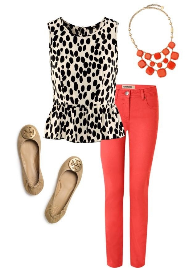 Animal Print Top with Colored Pants