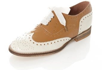 Miss Selfridge Peter Cream and Tan Leather Classic Brogue