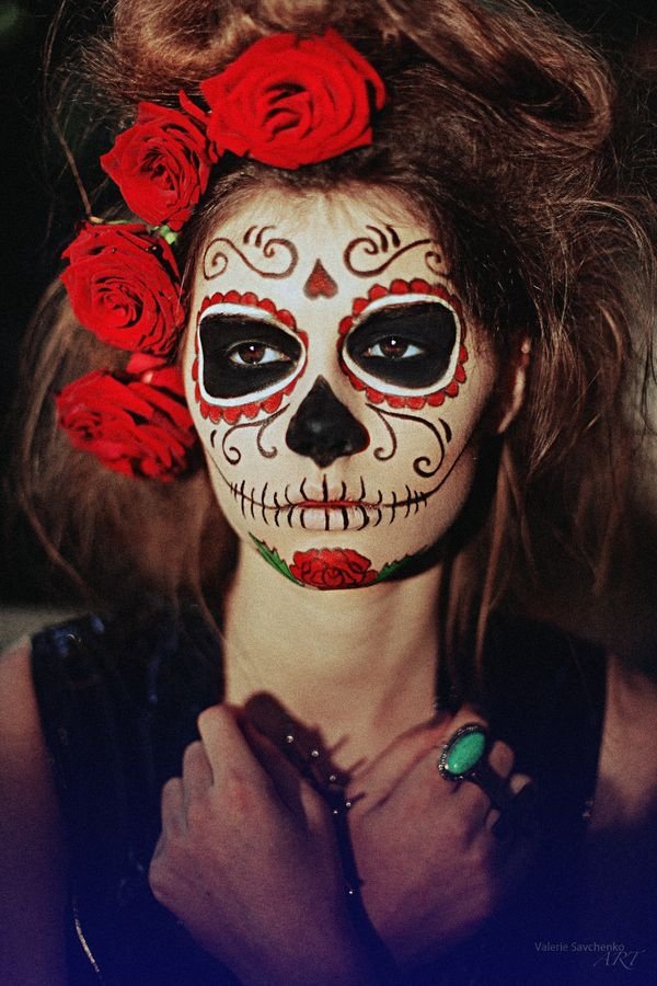 sugar skull makeup red