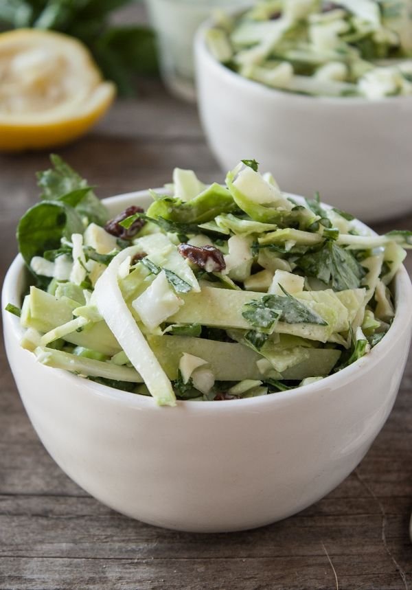 Kohl Rabi & Cabbage Slaw with Tahini-Lemon Dressing