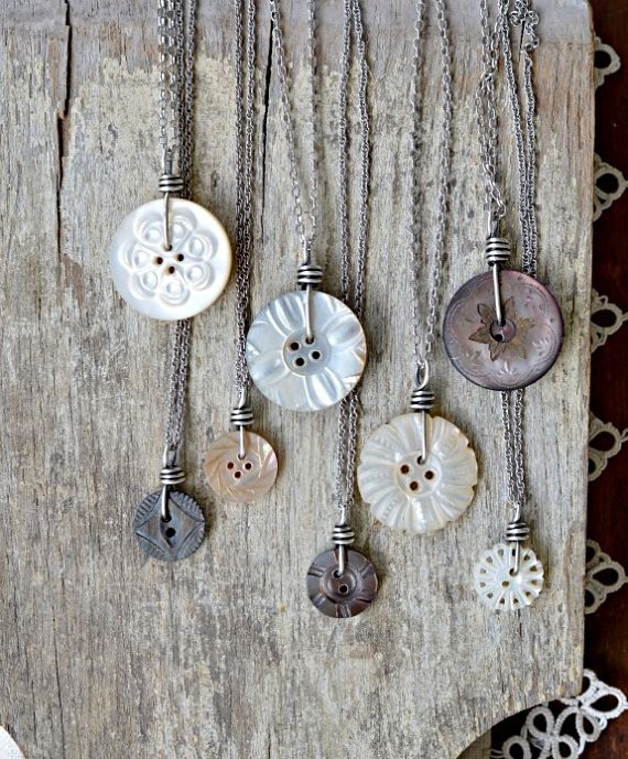 Wire Wrapped Pendants Made with Buttons