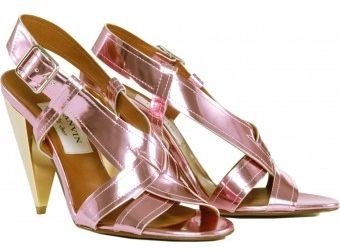 Lanvin Metallic Cone Heel Sandals