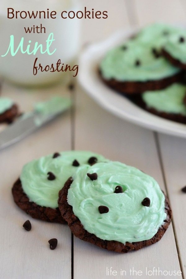 Brownie Cookies with Mint Frosting