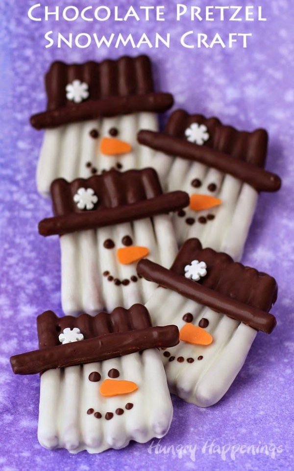 Chocolate Pretzel Snowman Craft