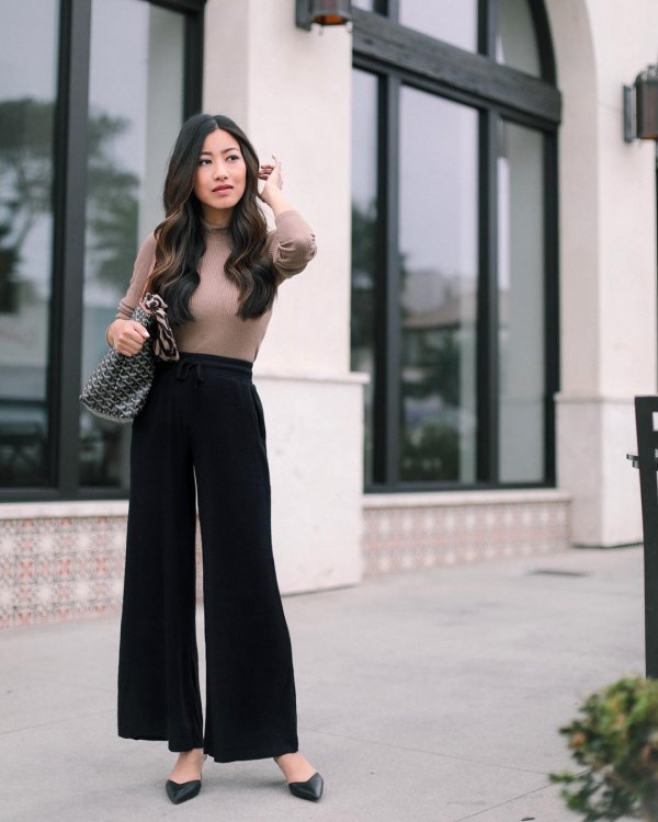 palazzo pants winter outfit