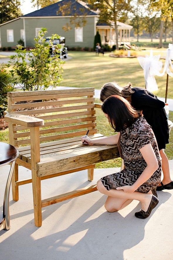 Instead of a Guest Book, Get Your Guests to Write You a Few Words on a Cool Bench That You Can Use in Your Garden