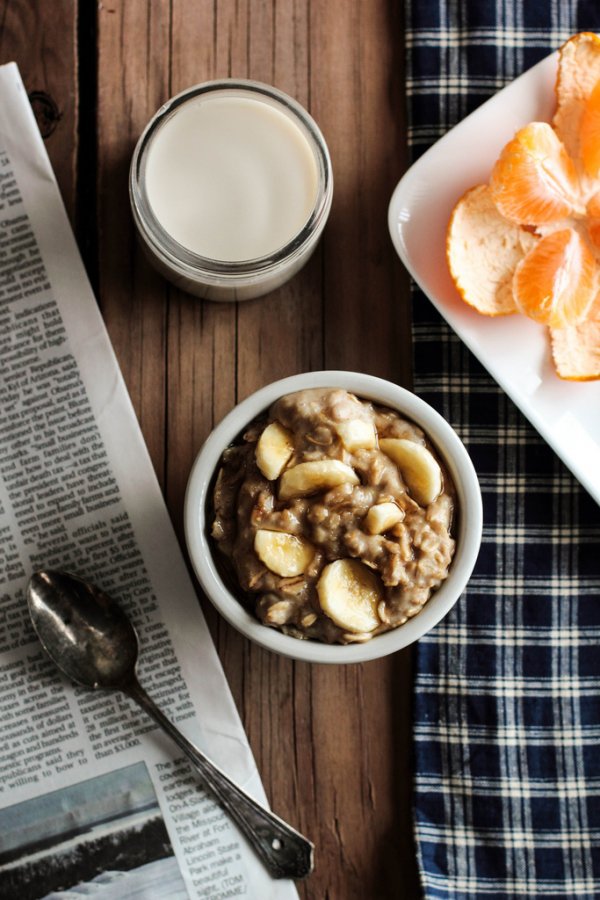 Small Serving of Oatmeal with Mashed Banana