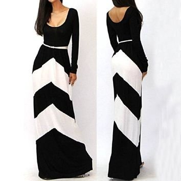 Aokdis Long Sleeve Long Maxi Evening Party Dress