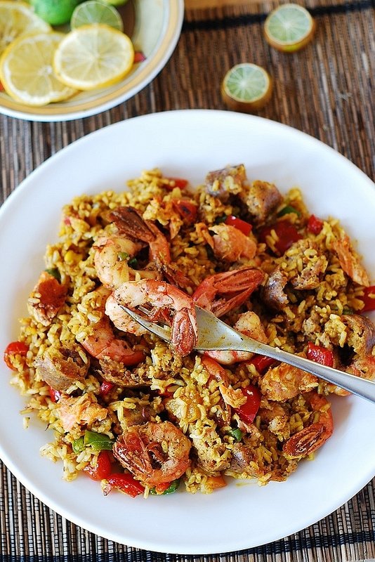 Saffron Rice with Spicy Shrimp