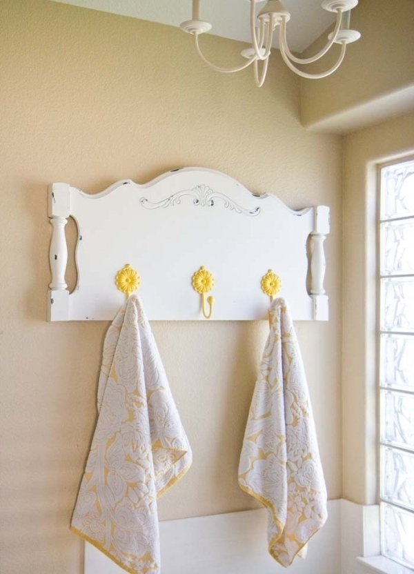 Turn a Headboard into a Towel Rack